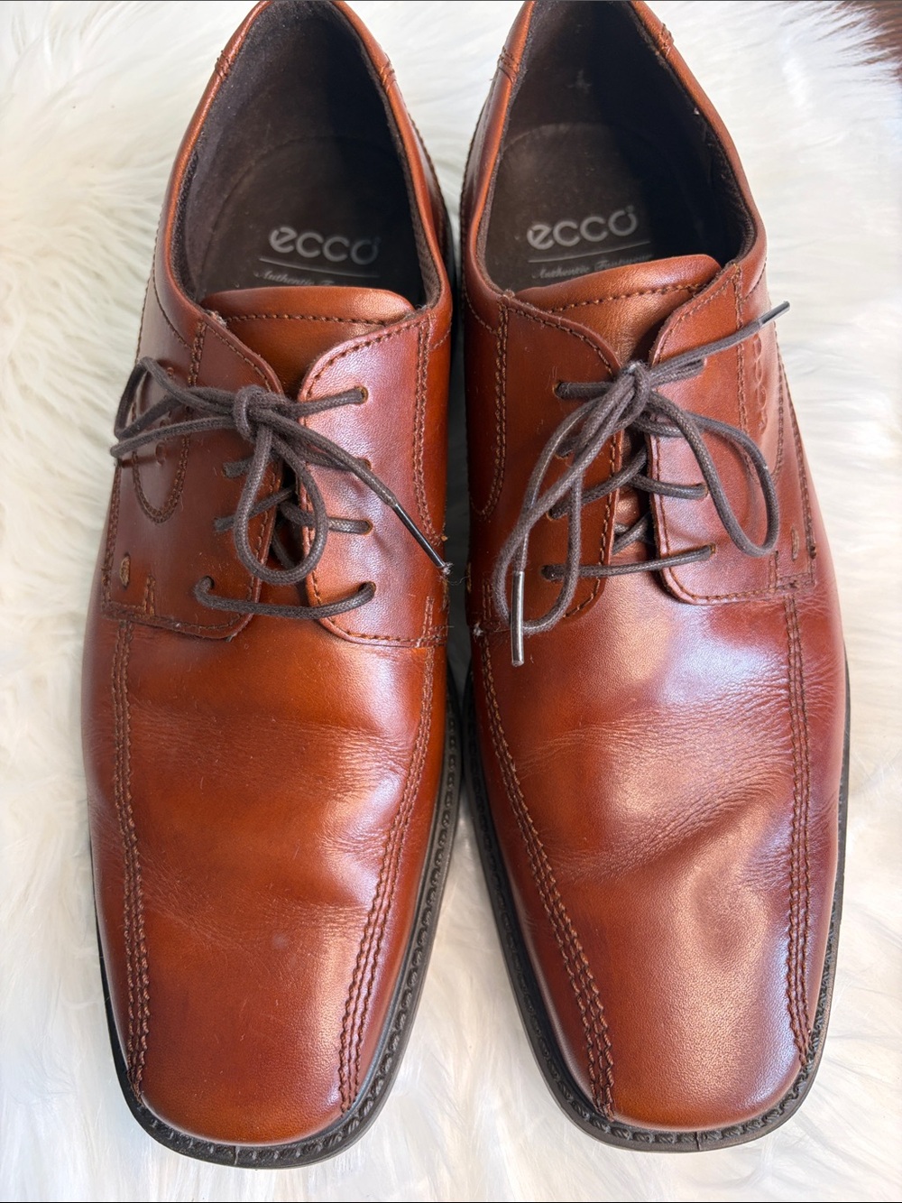 ECCO Brown Leather Cap Toe Derby Dress Shoes Size 44 US 10.5 - 11
